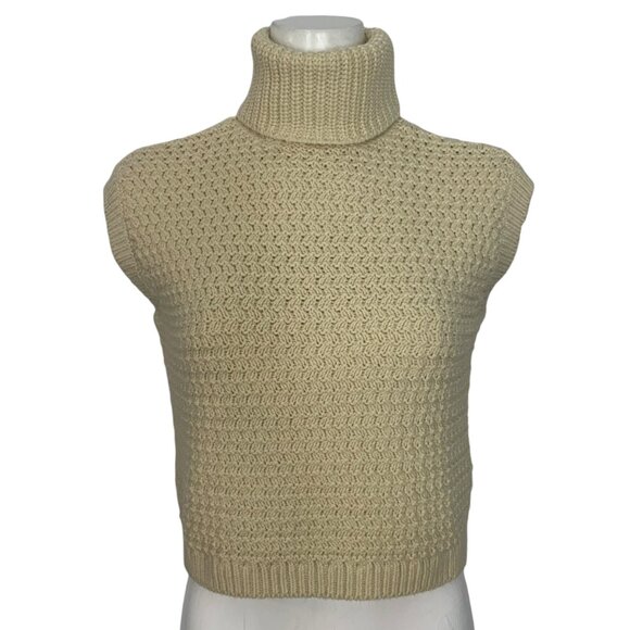 Madewell Textured Turtleneck Sweater Vest XS Ecru Cream Relaxed Fall Heritage - Picture 1 of 12